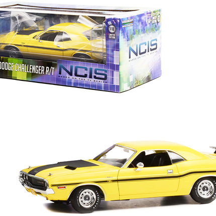 1970 Dodge Challenger R/T Yellow with Matt Black Stripes "NCIS" (2003) TV Series 1/18 Diecast Model Car by Greenlight