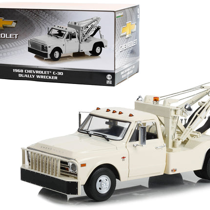 1968 Chevrolet C-30 Dually Wrecker Tow Truck White 1/18 Diecast Car Model by Greenlight