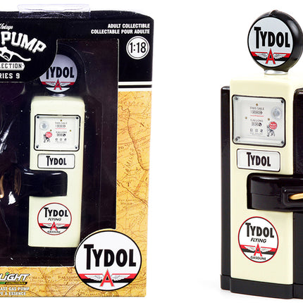 1948 Wayne 100-A Gas Pump "Tydol Flying Gasoline" Black and Cream "Vintage Gas Pumps" Series 9 1/18 Diecast Model by Greenlight