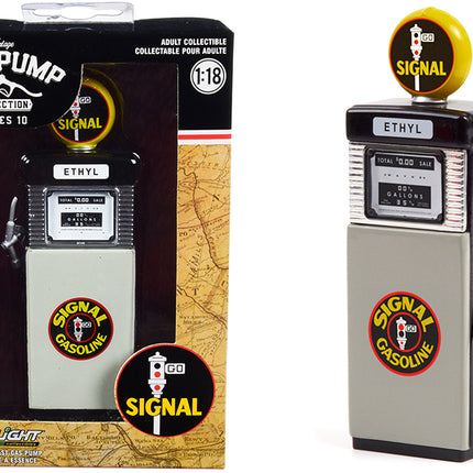 1951 Wayne 505 Gas Pump "Signal Gasoline" Black and Gray "Vintage Gas Pumps" Series 10 1/18 Diecast Model by Greenlight