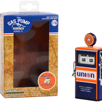 1954 Tokheim 350 Twin Gas Pump "Union 76 Minute Man Service" Dark Blue and Orange "Vintage Gas Pumps" Series 11 1/18 Diecast Model by Greenlight