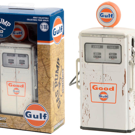 1954 Tokheim 350 Twin Gas Pump "Good Gulf - Gulf Oil" White (Weathered) "Vintage Gas Pumps" Series 13 1/18 Diecast Model by Greenlight