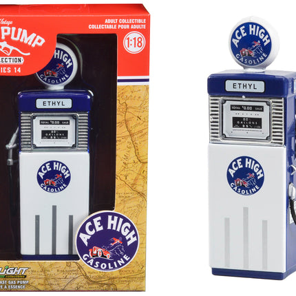 1951 Wayne 505 Gas Pump "Ace High" White and Blue "Vintage Gas Pumps" Series 14 1/18 Diecast Replica by Greenlight