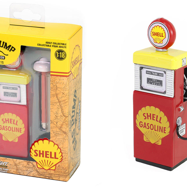 1951 Wayne 505 Gas Pump "Shell Gasoline" Red and Yellow "Vintage Gas Pumps" Series 15 1/18 Diecast Replica by Greenlight