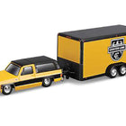 1979 Chevrolet K5 Blazer Yellow with Black Top and Stripes with Enclosed Car Trailer Yellow and Black 