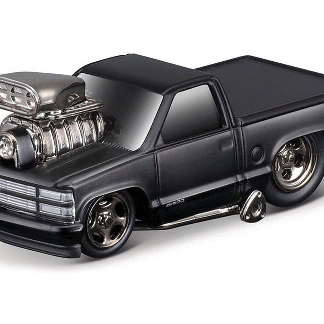 1993 Chevrolet 454 SS Pickup Truck Matt Black "Blackout Edition" 1/64 Diecast Model by Muscle Machines