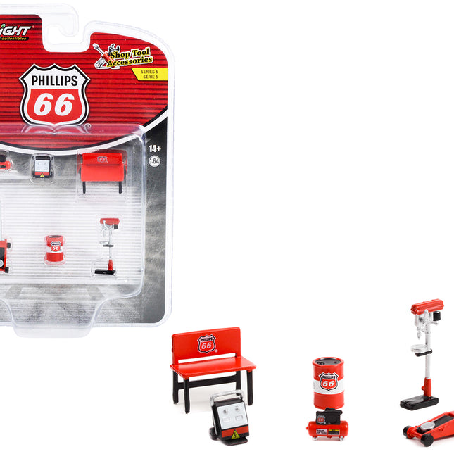 "Phillips 66" 6 piece Shop Tools Set "Shop Tool Accessories" Series 5 1/64 Models by Greenlight