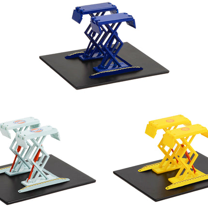 Automotive "Double Scissor Lifts" Set of 3 pieces Series 1 1/64 Diecast Models by Greenlight