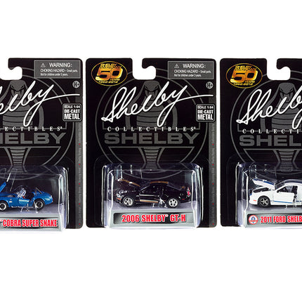 "Carroll Shelby 50th Anniversary" 3 piece Set 2022 Release 1/64 Diecast Model Cars by Shelby Collectibles