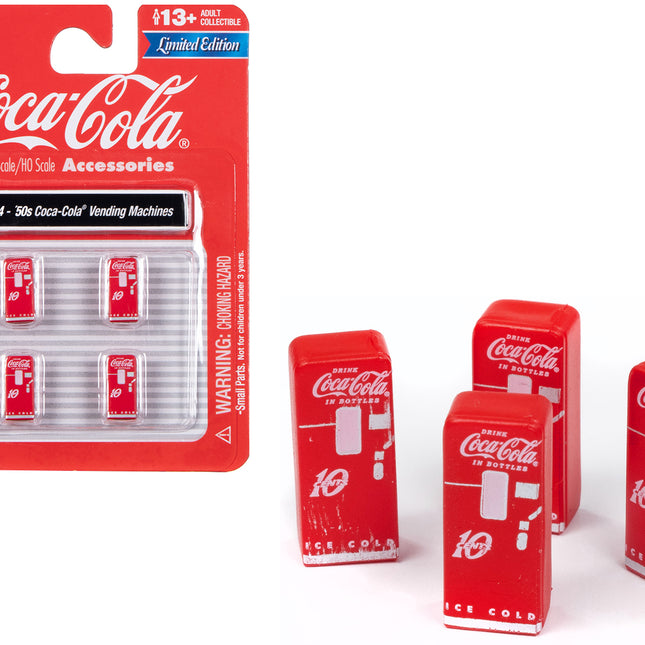 1950's "Coca-Cola" Vending Machines Set of 4 pieces "Mini Metals" Series for 1/87 (HO) Scale Models by Classic Metal Works