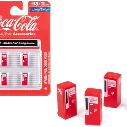 1960's "Coca-Cola" Vending Machines Set of 4 pieces "Mini Metals" Series for 1/87 (HO) Scale Models by Classic Metal Works