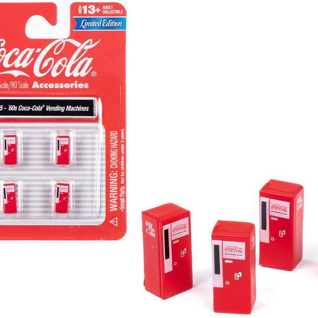 1960's "Coca-Cola" Vending Machines Set of 4 pieces "Mini Metals" Series for 1/87 (HO) Scale Models by Classic Metal Works