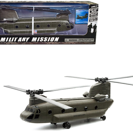 Boeing CH-47 Chinook Aircraft "United States Army" Olive Drab "Military Mission" Series 1/60 Diecast Model by New Ray