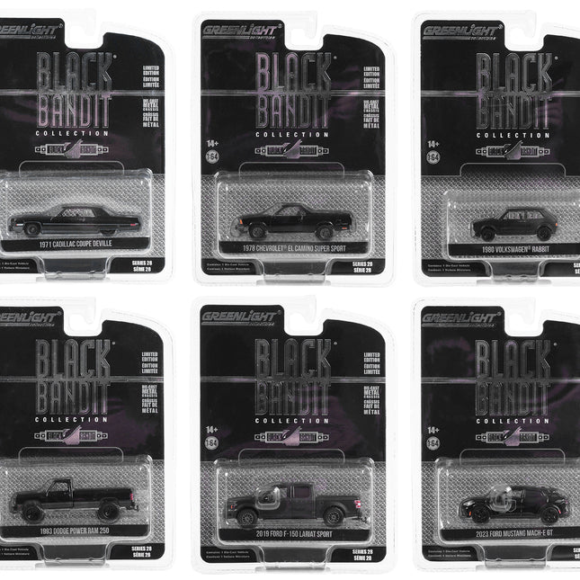 "Black Bandit" 6 piece Set Series 28 1/64 Diecast Model Cars by Greenlight