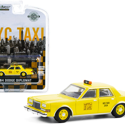 1984 Dodge Diplomat Yellow "NYC Taxi" (New York City) "Hobby Exclusive" 1/64 Diecast Model Car by Greenlight