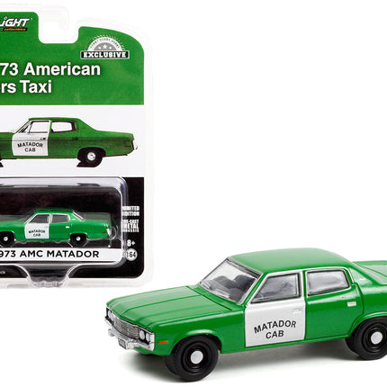 1973 AMC Matador Fare-Master Taxi Green and White "Matador Cab" "Hobby Exclusive" 1/64 Diecast Model Car by Greenlight