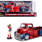 1952 Chevrolet COE Pickup Truck Candy Red and Blue with Wonder Woman Diecast Figure 