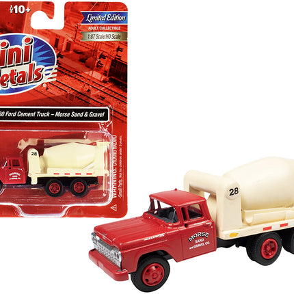 1960 Ford Cement Mixer Truck "Morse Sand and Gravel" Red and Cream 1/87 (HO) Scale Model by Classic Metal Works