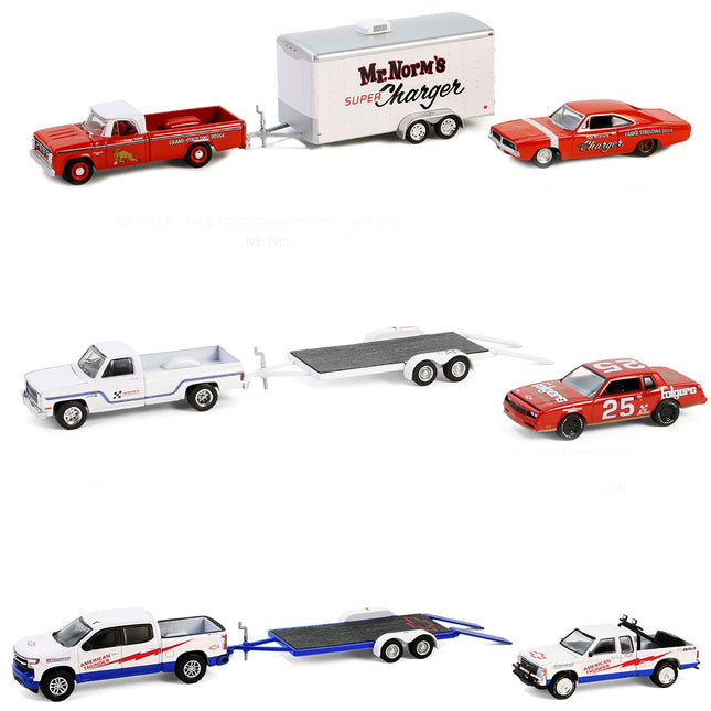 "Racing Hitch & Tow" Set of 3 pieces Series 5 1/64 Diecast Model Cars by Greenlight