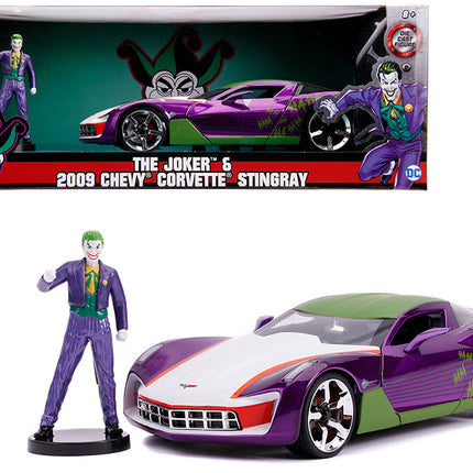 2009 Chevrolet Corvette Stingray with Joker Diecast Figurine "DC Comics" Series 1/24 Diecast Model Car by Jada