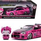 2002 Nissan Skyline GT-R (BNR34) RHD (Right Hand Drive) Pink Metallic and Black with Hello Kitty Diecast Figurine 1/24 Diecast Model Car by Jada