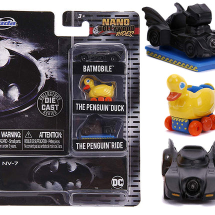 "Batman" 3 piece Set "Nano Hollywood Rides" Diecast Model Cars by Jada