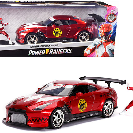 2009 Nissan GT-R (R35) Candy Red and Red Ranger Diecast Figurine "Power Rangers" 1/24 Diecast Model Car by Jada