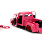 1956 Ford F-100 Pickup Truck Pink with Graphics and Franken Berry Diecast Figure 