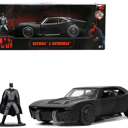 Batmobile Matt Black with Batman Diecast Figurine "The Batman" (2022) Movie "DC Comics" 1/32 Diecast Model Car by Jada