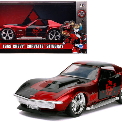 1969 Chevrolet Corvette Stingray "Harley Quinn" "DC Comics" "Hollywood Rides" Series 1/32 Diecast Model Car by Jada