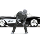 1957 Chevrolet Corvette Black with White Top and Wolfman Diecast Figure 