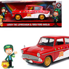 1959 Ford Anglia Red and White with Lucky the Leprechaun Diecast Figurine 