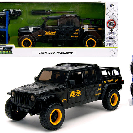 2020 Jeep Gladiator Pickup Truck "B&M" Black with Graphics with Extra Wheels "Just Trucks" Series 1/24 Diecast Model Car by Jada