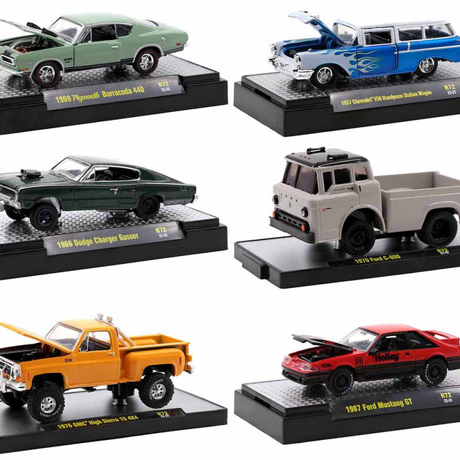 "Auto-Thentics" 6 piece Set Release 72 IN DISPLAY CASES Limited Edition to 9600 pieces Worldwide 1/64 Diecast Model Cars by M2 Machines