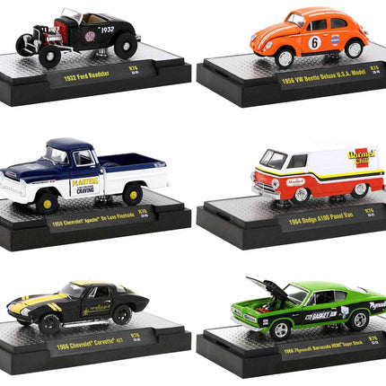 "Auto-Thentics" 6 piece Set Release 76 IN DISPLAY CASES Limited Edition 1/64 Diecast Model Cars by M2 Machines