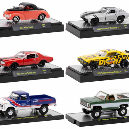 "Auto-Thentics" 6 piece Set Release 87 IN DISPLAY CASES Limited Edition 1/64 Diecast Model Cars by M2 Machines