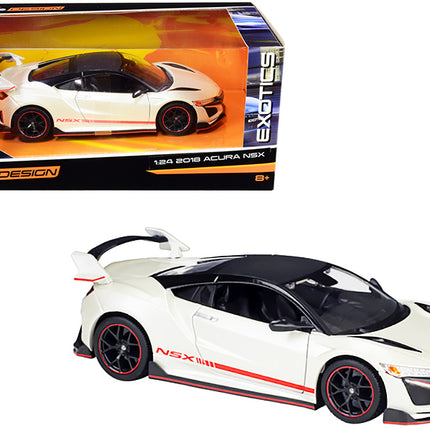 2018 Acura NSX Pearl White with Carbon Top "Exotics" 1/24 Diecast Model Car by Maisto