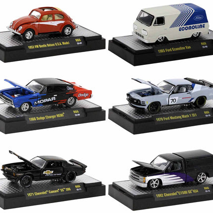 "Detroit Muscle" Set of 6 Cars IN DISPLAY CASES Release 66 Limited Edition 1/64 Diecast Model Cars by M2 Machines