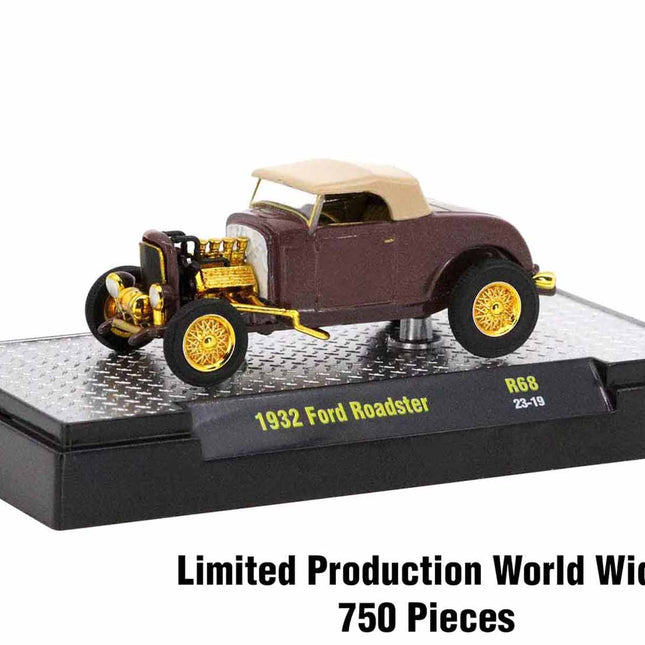 "Auto Meets" Set of 6 Cars IN DISPLAY CASES Release 68 Limited Edition 1/64 Diecast Model Cars by M2 Machines