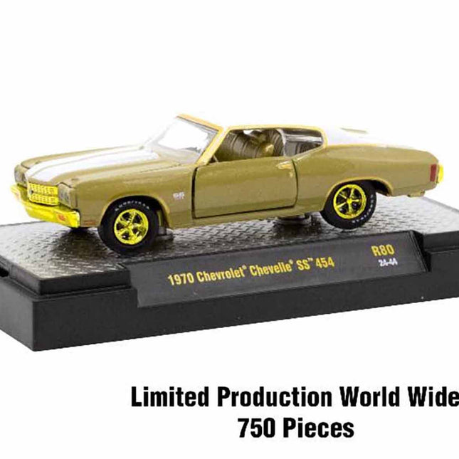 "Auto Meets" Set of 6 Cars IN DISPLAY CASES Release 80 Limited Edition 1/64 Diecast Model Cars by M2 Machines