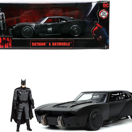 Batmobile Matt Black with Batman Diecast Figure "The Batman" (2022) Movie "DC Comics" 1/24 Diecast Model Car by Jada