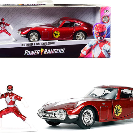 1967 Toyota 2000GT RHD (Right Hand Drive) Red Metallic and Red Ranger Diecast Figurine "Power Rangers" "Hollywood Rides" Series 1/32 Diecast Model Car by Jada