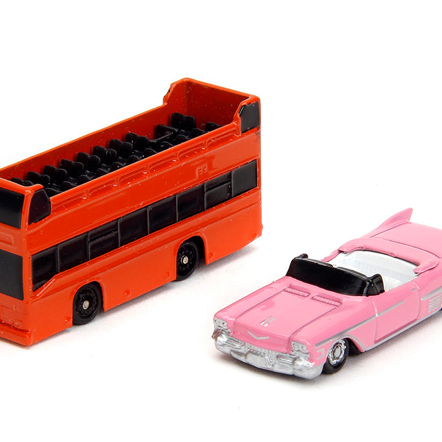 "Hollywood 100" Walk of Fame Diorama with Pink Convertible and Double-Decker Bus "Nano Scene" Series model by Jada