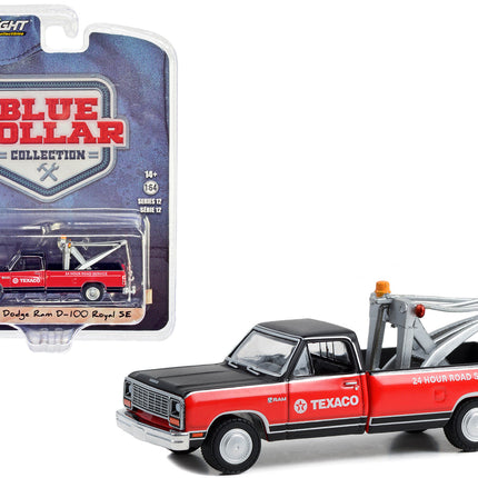 1983 Dodge Ram D-100 Royal SE Tow Truck Black and Red "Texaco - 24 Hour Service" "Blue Collar Collection" Series 12 1/64 Diecast Model Car by Greenlight