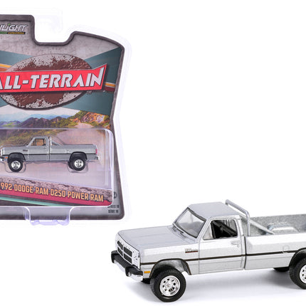 1992 Dodge Ram D250 Power Ram Pickup Truck Sterling Silver Metallic "All Terrain" Series 16 1/64 Diecast Model Car by Greenlight