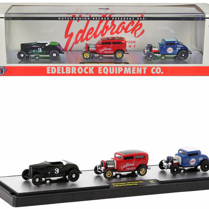 "Edelbrock Equipment Co." Set of 3 Pieces Limited Edition to 2750 pieces Worldwide 1/64 Diecast Models by M2 Machines