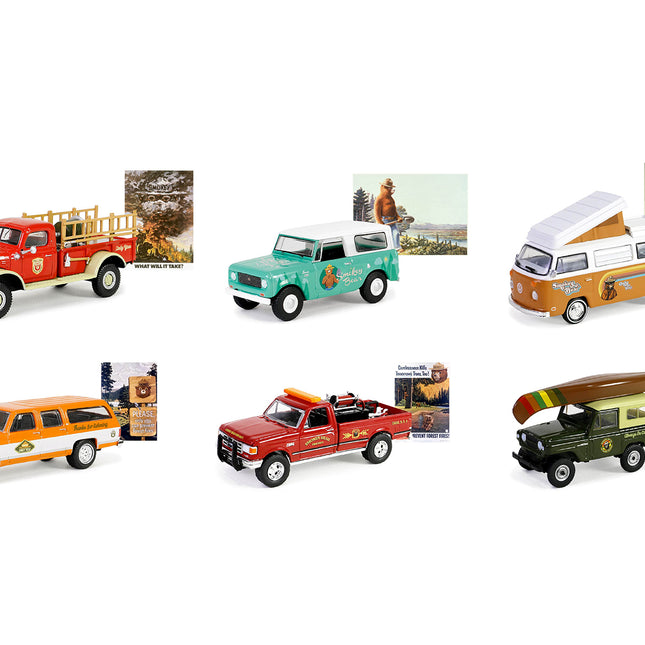 "Smokey Bear" Set of 6 Cars Series 3 1/64 Diecast Model Cars by Greenlight