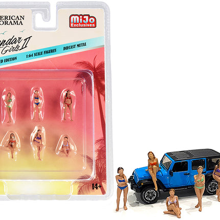 "Calendar Girls" 6 piece Diecast Figurine Set Release 2 for 1/64 Scale Models by American Diorama