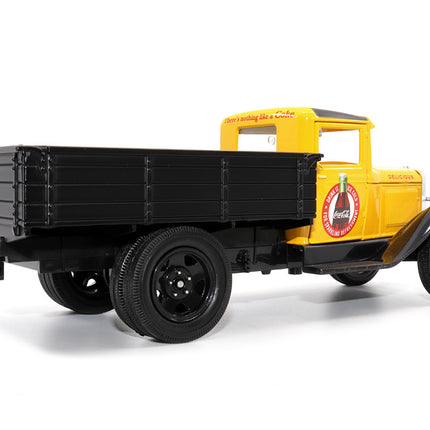 1931 Ford Model AA Pickup Truck Yellow and Black "Drink it Ice Cold for Sparkling Refreshment - Coca-Cola" 1/24 Diecast Model Car by Motor City Classics