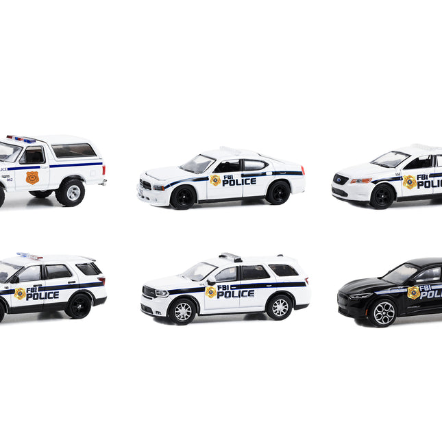 "Hot Pursuit" Special Edition "FBI Police (Federal Bureau of Investigation Police)" Set of 6 Police Cars 1/64 Diecast Model Cars by Greenlight